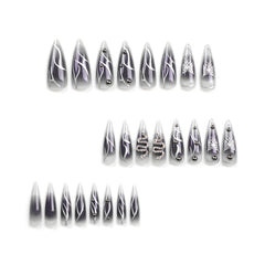 VIBEFICANT Violet Aura Punk Rhinestone Long Stiletto Gangster Instagram Baddie Press On Nails
