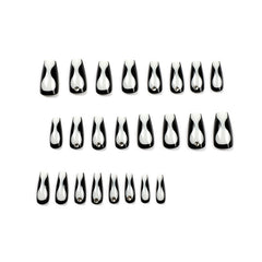VIBEFICANT GLAZE Noir Elegance: Black White Swirl Rhinestone Medium Coffin Press-On Nails