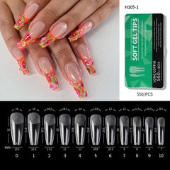 Clear Natural Acrylic Long Fake Nails Almond French Coffin Full Half Cover False Nails Artificial Nail Soft Gel Tips