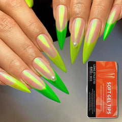 Clear Natural Acrylic Long Fake Nails Almond French Coffin Full Half Cover False Nails Artificial Nail Soft Gel Tips