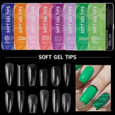 Clear Natural Acrylic Long Fake Nails Almond French Coffin Full Half Cover False Nails Artificial Nail Soft Gel Tips