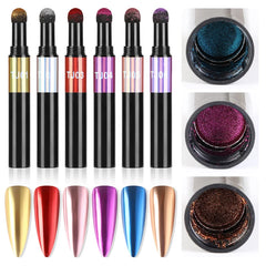 Metallic Nail Magic Powder Air Cushion  Pen Nail Powder Glitter Mirror Effect Powder Manicure Nails Tips Pigment
