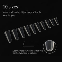 500pcs Long French Extension Coffin Fake Nail Art Tips Half Cover False Nail Artficial Tip Flexible Resin Fingernails Tip