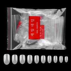 500PCS 10 Sizes Oval Round Full Cover Fake Artificial Nails Tips Resin Clear Natural DIY False Tips Manicure Nail Art Tip