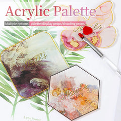Resin Acrylic Color Palette False Nail Tips Drawing Nail Color Palette for Nail Color Mixing Display Manicure Polish Gel Tool