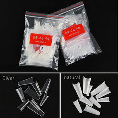 500pcs Long French Extension Coffin Fake Nail Art Tips Half Cover False Nail Artficial Tip Flexible Resin Fingernails Tip