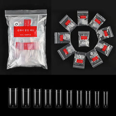 500 PCS 10 Sizes French Square Fake Nails Tips Half Cover Resin Clear Natural Artificial False Nails Tips Manicure Nail Art Tip