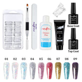 15ml Glitter Poly Nail Gel UV LED Builder Acrylic Gel Kit for Nail Art Poly Extension Gel Set Nail Sequins Polygels Kit