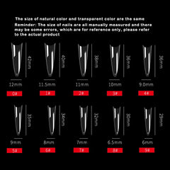 500pcs ABS Long Stiletto Sharp Claw Fake Nails Extension Clear Natural False Nail Tips Full Cover Manicure Fake Nails Tools