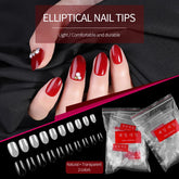 500PCS 10 Sizes Oval Round Full Cover Fake Artificial Nails Tips Resin Clear Natural DIY False Tips Manicure Nail Art Tip