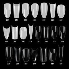 500 PCS Clear Natural Artificial Fake Nail Tips Kit With Cutter Tools Full Half Cover French False Nails Set Extension Long Tips