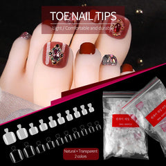 500pcs Clear Natural Fake Toe Tips UV LED Full Cover False Toenails Extension Foot Tips Flexible Resin Toenail Manicure Long Tip