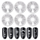 Mixed 12 Styles Silver 3D Star Moon Metal Rivet Ongles Nail Art Decoration Accessories Manicure Charms Nails Alloy Jewelry Studs