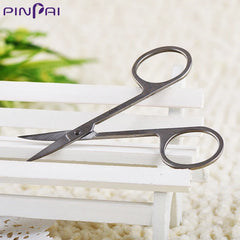 Professional 2PCS Stainless Steel Nail Scissors Manicure Scissors Eyebrow Nose Hair Nail Art Cuticle Curved Scissors Makeup Tool
