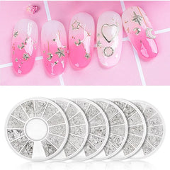 Mixed 12 Styles Silver 3D Star Moon Metal Rivet Ongles Nail Art Decoration Accessories Manicure Charms Nails Alloy Jewelry Studs