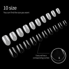 500PCS 10 Sizes Oval Round Full Cover Fake Artificial Nails Tips Resin Clear Natural DIY False Tips Manicure Nail Art Tip
