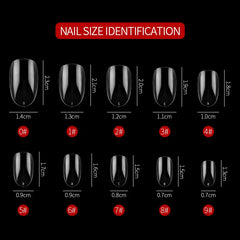 500PCS 10 Sizes Oval Round Full Cover Fake Artificial Nails Tips Resin Clear Natural DIY False Tips Manicure Nail Art Tip