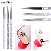 3 Pcs/Set Nail Art Brush Crystal Acrylic Thin Liner Drawing Pen UV Nail Gel Polish Painting Stripes Flower Manicure Tools