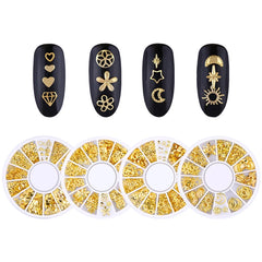 Mixed Styles Silver Gold 3D Star Moon Metal Rivet Ongles Nail Art Decoration Accessories Charms Nails Alloy Jewelry Studs