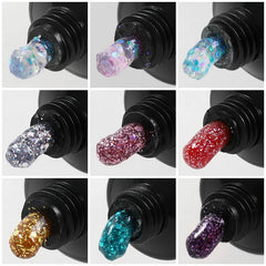 5PCS Glitter Poly Nail Gel Kit UV LED Builder Poly Acrylic Gel Set With Mold Nails Brush for Nail Art Polygels Extension Gel Kit