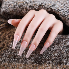 Super Long Coffin Ballerina Fake Nails Kit Pure Color Press On False Nails Set Full Cover Artificial Nail Tips With Tool