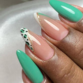 VIBEFICANT Leopard Print TIP Medium Almond Green Press-On Nails