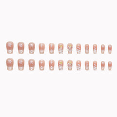 VIBEFICANT GLAZE Christmas Snowflake Nude Medium Square Press-On Nails