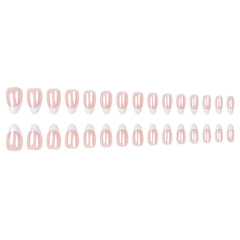 VIBEFICANT GLAZE Chrome Pink Medium Almond French Tip Press on Nails