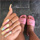 Vibeficant Progel Kylie Jenner's Tie-Dye Manicures Rainbow Handmade Gel Press on Nails Long Coffin