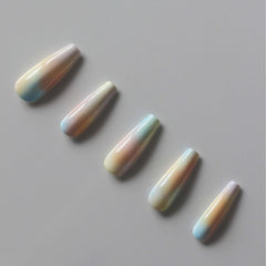 Vibeficant Progel Kylie Jenner's Tie-Dye Manicures Rainbow Handmade Gel Press on Nails Long Coffin