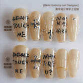 Vibeficant Progel Pastel Handmade Gel Press on Nails Medium Coffin Silver Cross with Rhinestone Design