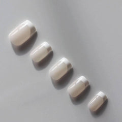Vibeficant Progel Pastel Handmade Gel Press on Nails Short Coffin French Tip Design