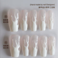Vibeficant Progel Nude Handmade Gel Press on Nails Luminous Medium Coffin French Tip Design