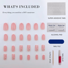 Vibeficant Glaze Pink Press on Nails Medium Square French Tip Design