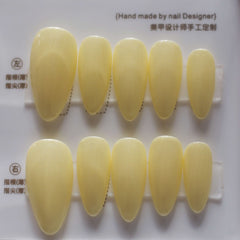 Vibeficant Progel Yellow Glazed Donut Handmade Gel Press on Nails Medium Almond