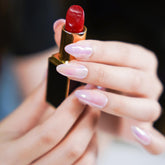 Vibeficant Glaze Pink Chrome Press on Nails Medium Almond Holographic