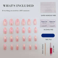 Vibeficant Glaze Pink Chrome Press on Nails Medium Almond Holographic