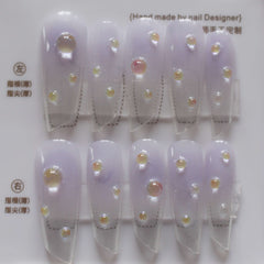 Vibeficant Progel Purple Ombre Handmade Gel Press on Nails Long Lipstick French Tip Design