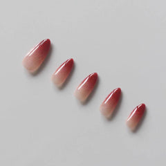 Vibeficant Progel Red Ombre Handmade Gel Press on Nails Medium Almond Glitter Design