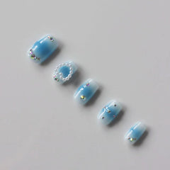 Vibeficant Progel Kpop (G)I-DLE Handmade Gel Press on Nails Short Coffin Pearl Heart