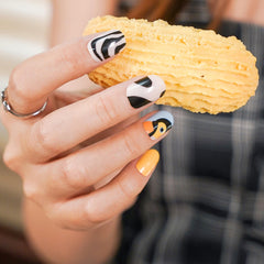 Vibeficant Glaze Pink Swirl Press on Nails Short Round Cute Mandarin Duck Design
