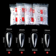 Single Size 500pcs Long Coffin French Fake Nails Color Clear Artificial False Nail Art Tips For Extension
