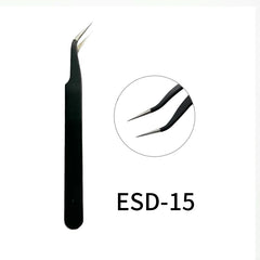 Stainless Steel Straight and Curved Black Eyelashes Tweezers for False Eyelash Extension Tweezers Fiber Tip Makeup Tools