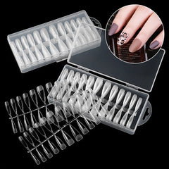 240pcs  Matte Fake Nails Long Coffin Stiletto Artificial False Nails Tips Clear Fake Nail Art Tips For Extension Tool