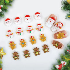 Charms 3D Christmas Nail Decorations Big Size Snowman Deer Winter Nail Art Decoration Accessories Festival DIY Decal Tools
