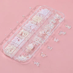 3D Nail Art Rhinestones Nail Decorations Gems Crystal Pearl Butterfly Half Beads Nail Art DIY Decoration Wholesale Mix Size