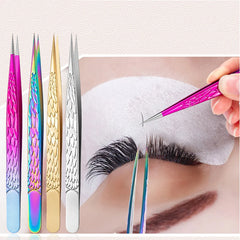 Eyelash Tweezers Extension Clip Stainless Steel Anti-Static Superhard High Precision Tweezers With Fiber Tips Makeup Tools