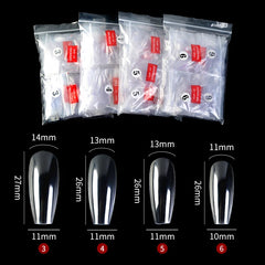 Single Size 500pcs Long Coffin French Fake Nails Color Clear Artificial False Nail Art Tips For Extension