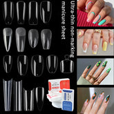550PCS Clear Acrylic Long Ballerina Fake Nails Almond Coffin Full Half Cover False Nails Artificial Nail Soft Gel Tips