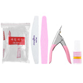 500pcs Long Coffin Stiletto French Fake Nails Kit Clear Half Full Cover Artificial False Nail Art Tips Set Kit With Glue